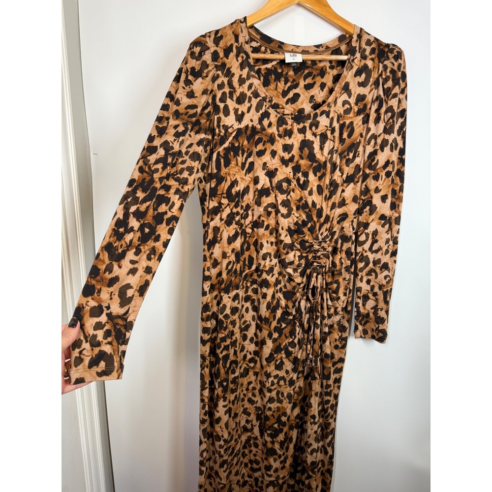 Cabi Selma Leopard Print V-Neck Long Sleeve Midi Dress Size M Fall Autumn Chic - Picture 7 of 13